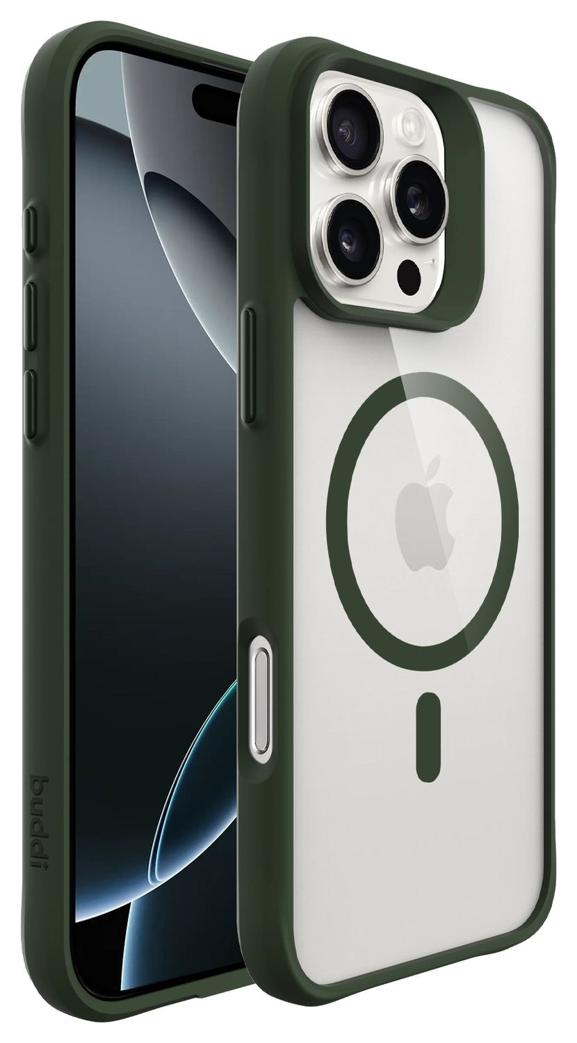 Buddi Hybrid Apple iPhone 16 Pro Max Hoesje MagSafe Back Cover Transparant Groen afbeelding 10