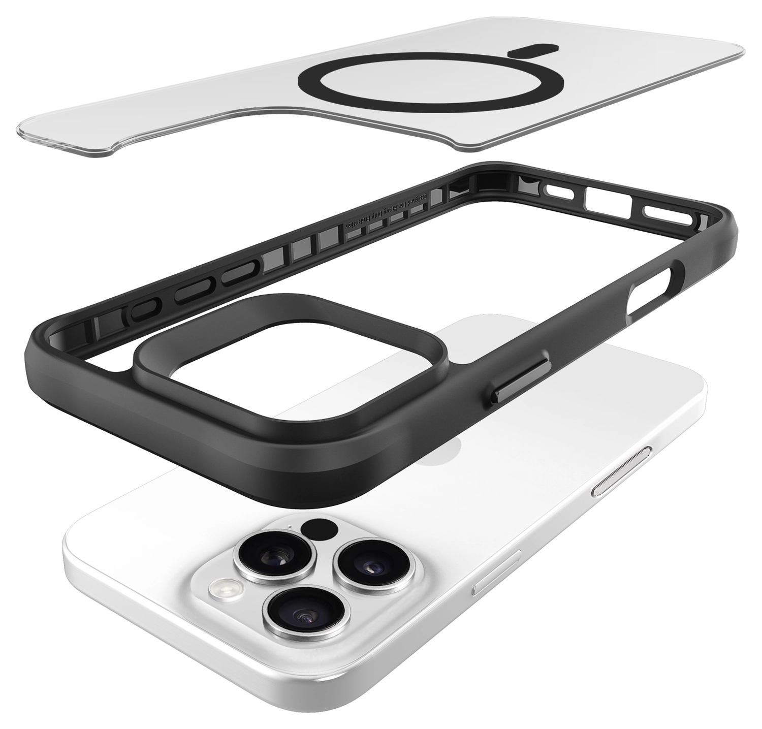Buddi Hybrid Apple iPhone 16 Pro Max Hoesje MagSafe Back Cover Matte Zwart afbeelding 12