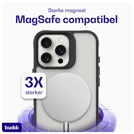 Buddi Hybrid Apple iPhone 16 Pro Max Hoesje MagSafe Back Cover Matte Zwart afbeelding 4