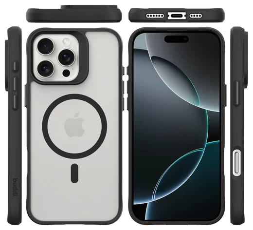 Buddi Hybrid Apple iPhone 16 Pro Max Hoesje MagSafe Back Cover Matte Zwart afbeelding 11