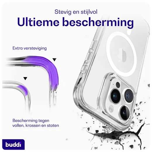 Buddi Core Apple iPhone 15 Pro Hoesje MagSafe Back Cover Transparant afbeelding 3