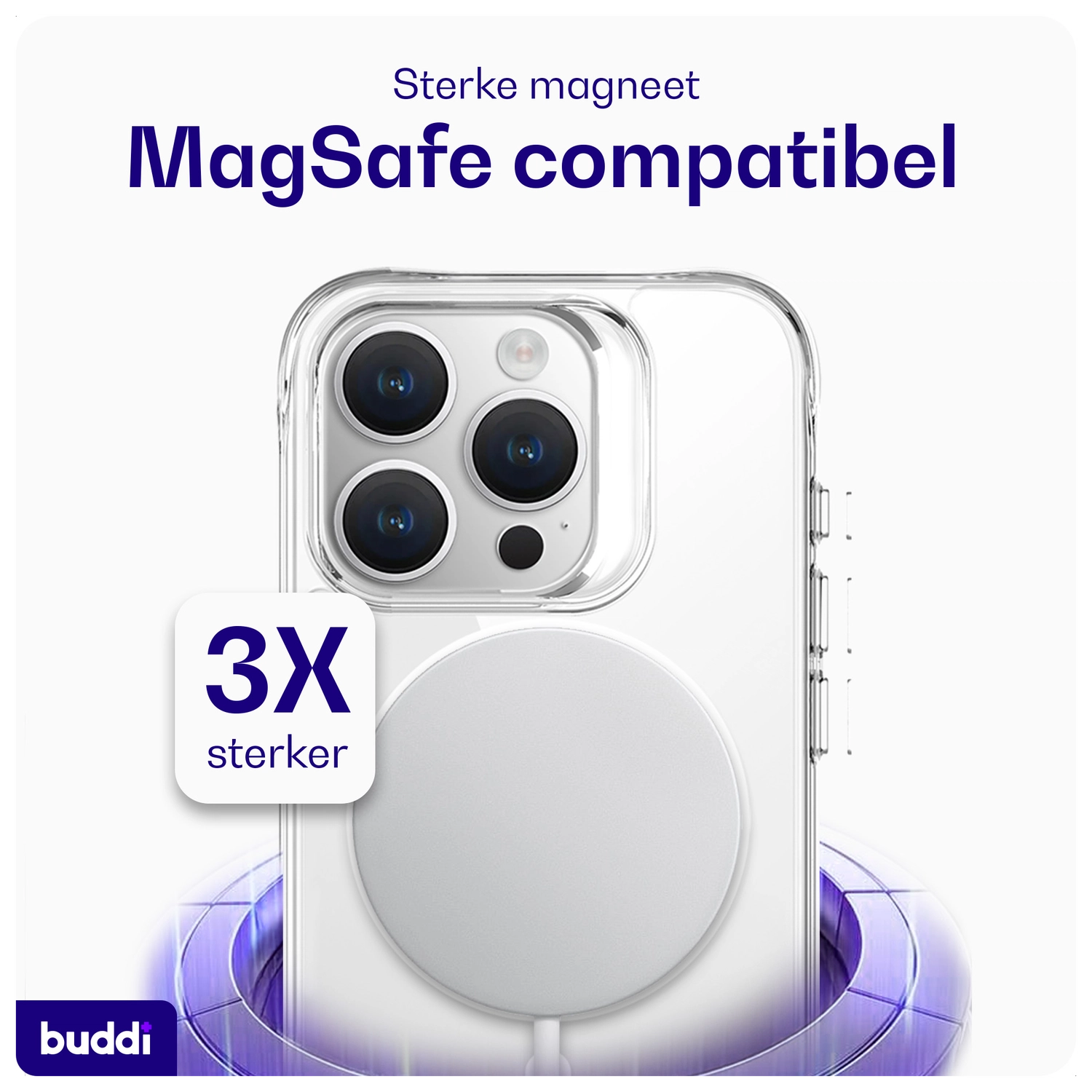 Buddi Core Apple iPhone 15 Pro Hoesje MagSafe Back Cover Transparant afbeelding 4
