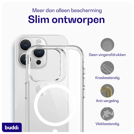 Buddi Core Apple iPhone 15 Pro Hoesje MagSafe Back Cover Transparant afbeelding 6