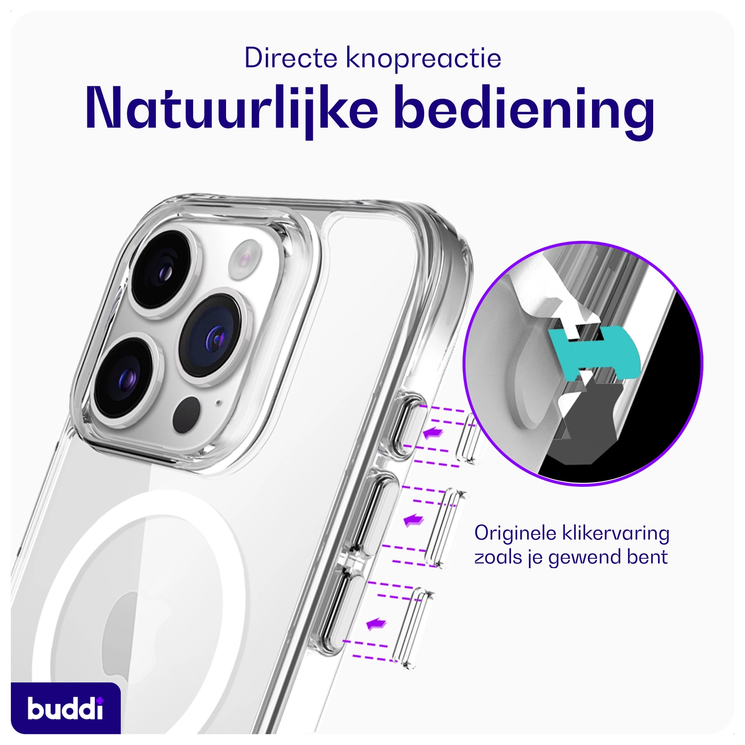 Buddi Core Apple iPhone 15 Pro Hoesje MagSafe Back Cover Transparant afbeelding 7
