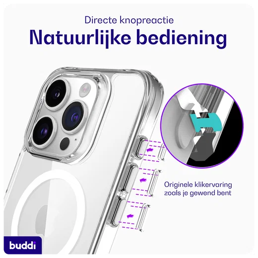 Buddi Core Apple iPhone 15 Pro Hoesje MagSafe Back Cover Transparant afbeelding 7