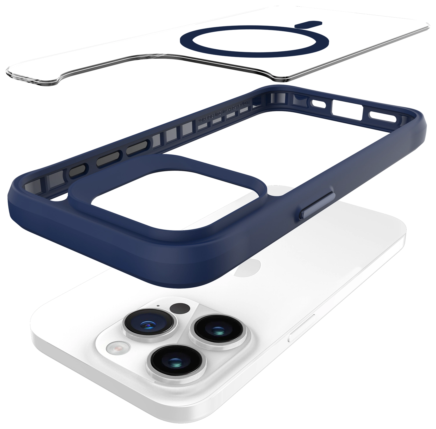 Buddi Hybrid Apple iPhone 15 Pro Hoesje MagSafe Back Cover Transparant Blauw afbeelding 12