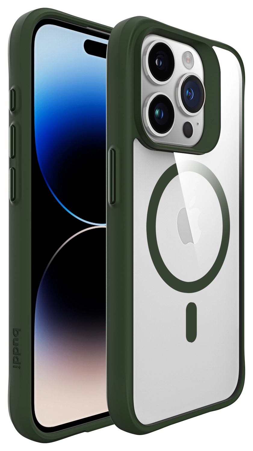 Buddi Hybrid Apple iPhone 15 Pro Hoesje MagSafe Back Cover Transparant Groen afbeelding 10
