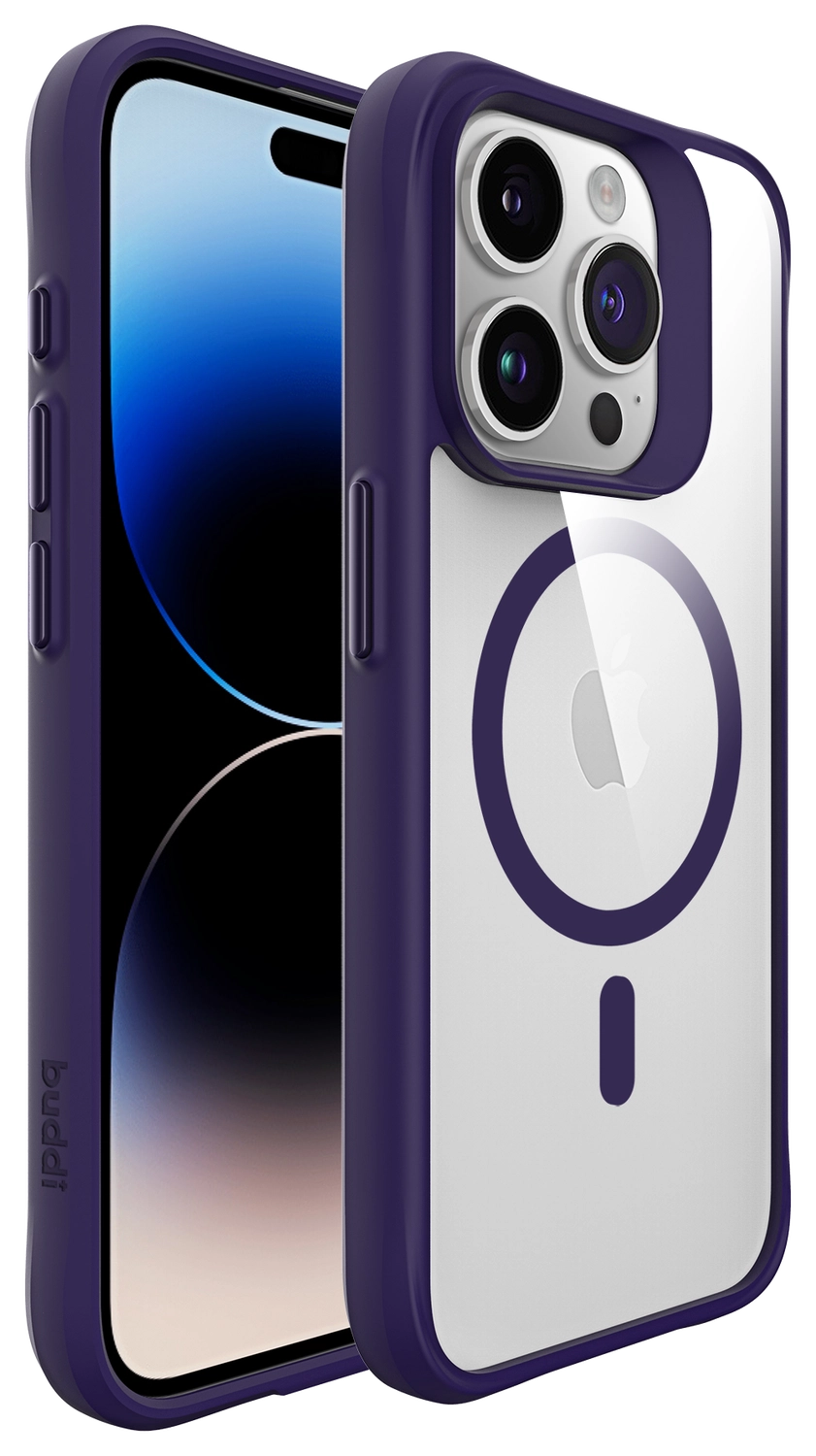 Buddi Hybrid Apple iPhone 15 Pro Hoesje MagSafe Back Cover Transparant Paars afbeelding 10