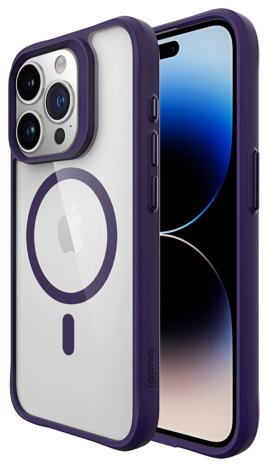 Buddi Hybrid Apple iPhone 15 Pro Hoesje MagSafe Back Cover Transparant Paars afbeelding 1