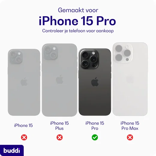 Buddi Hybrid Apple iPhone 15 Pro Hoesje MagSafe Back Cover Transparant Paars afbeelding 5