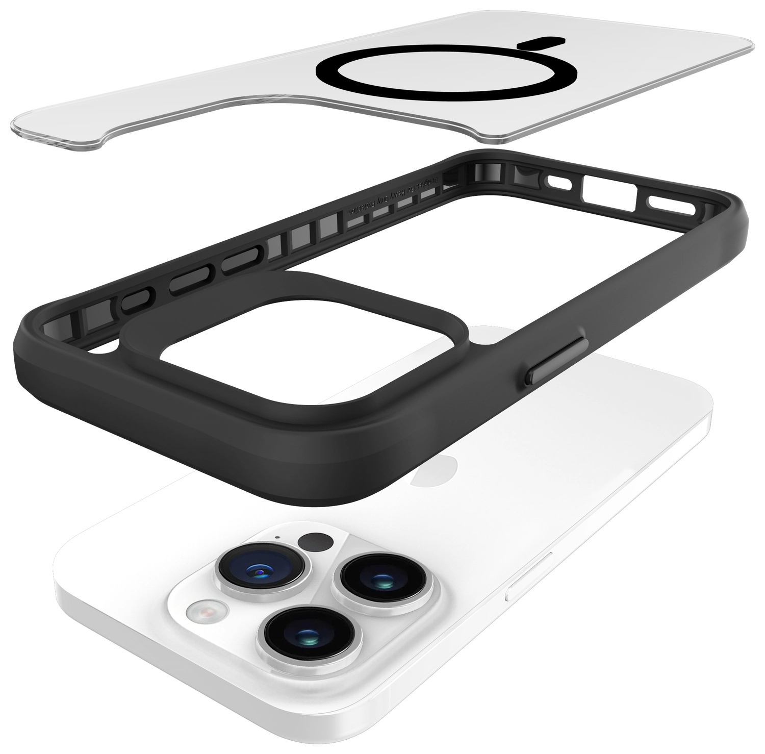 Buddi Hybrid Apple iPhone 15 Pro Hoesje MagSafe Back Cover Matte Zwart afbeelding 10