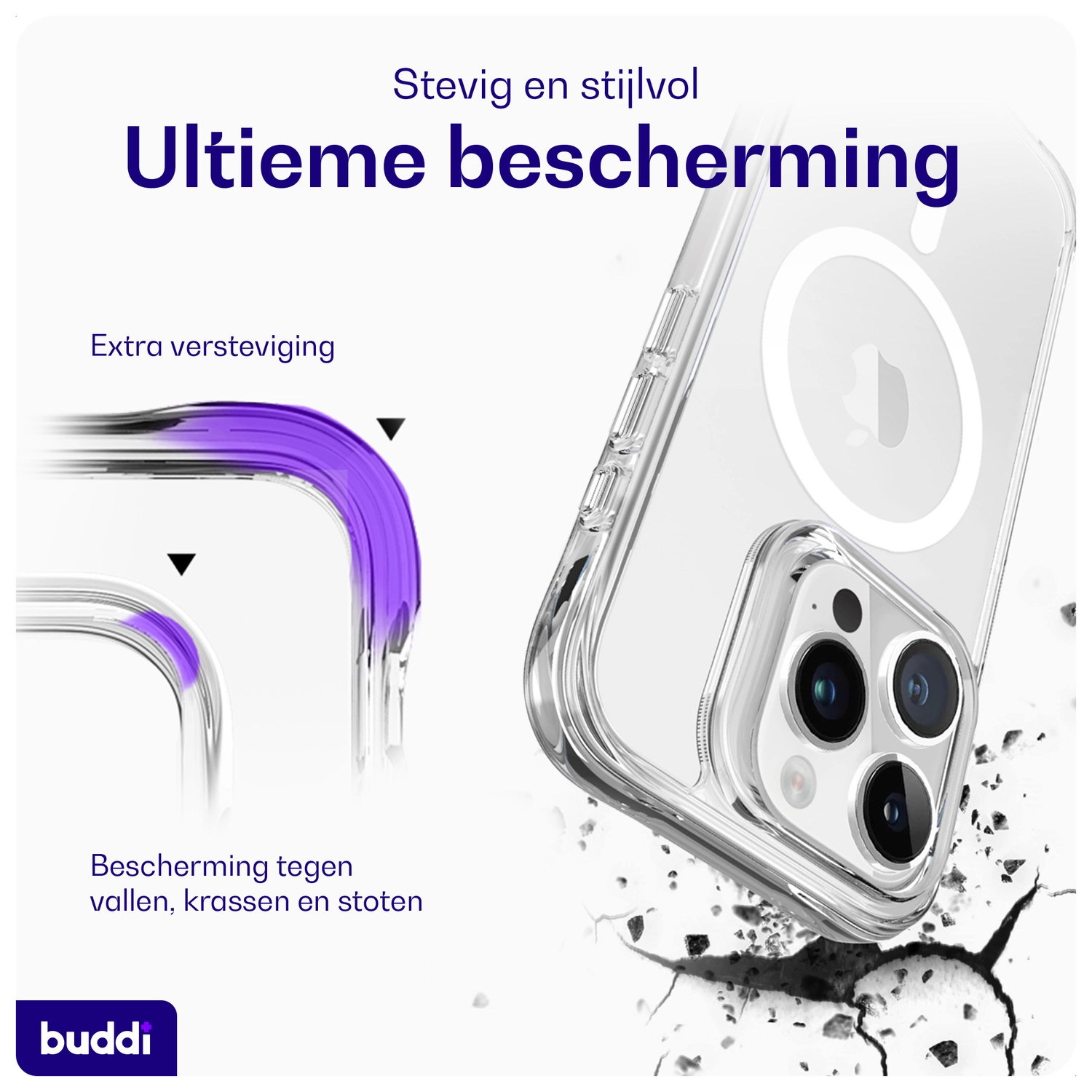 Buddi Core Apple iPhone 15 Pro Max Hoesje MagSafe Back Cover Transparant afbeelding 3