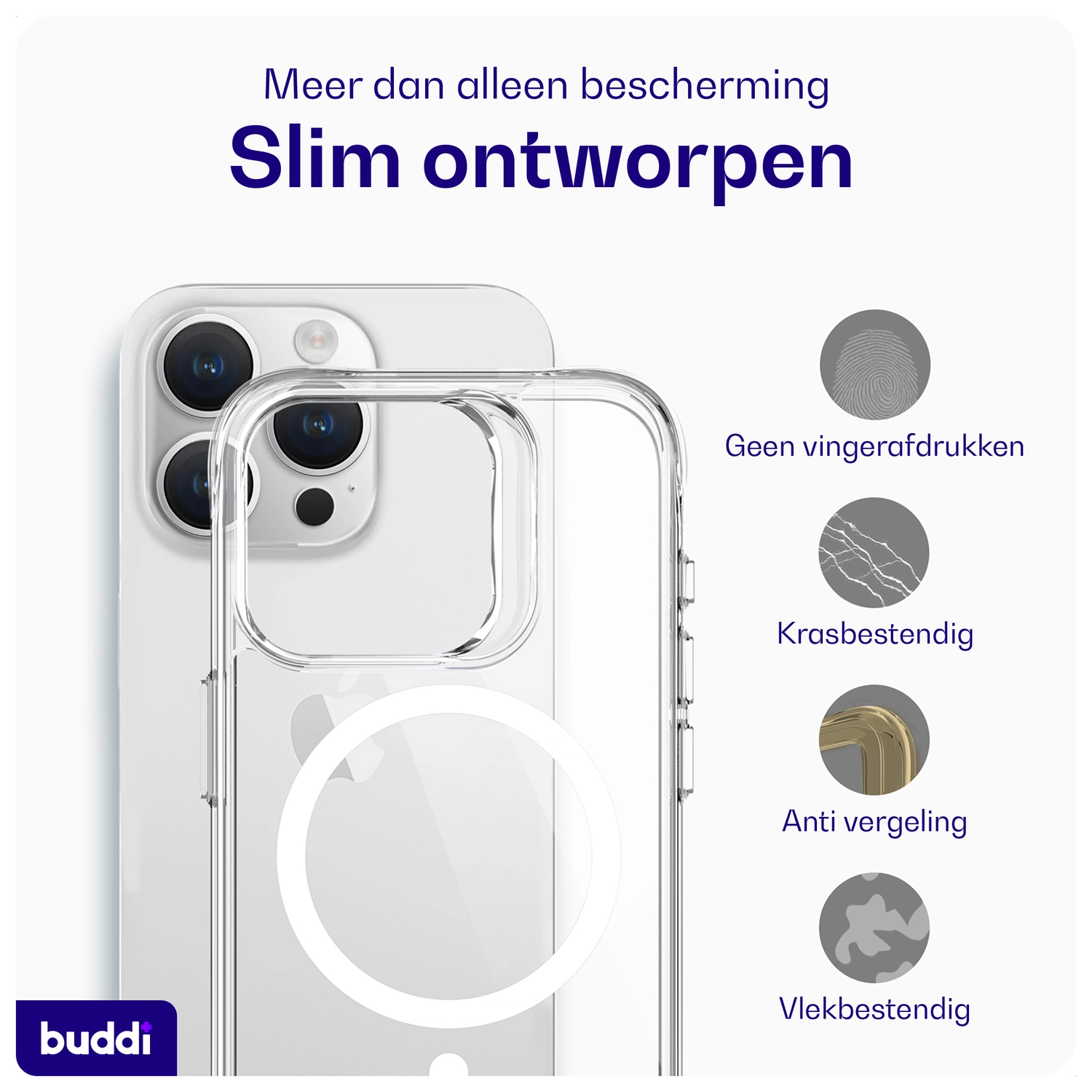 Buddi Core Apple iPhone 15 Pro Max Hoesje MagSafe Back Cover Transparant afbeelding 6