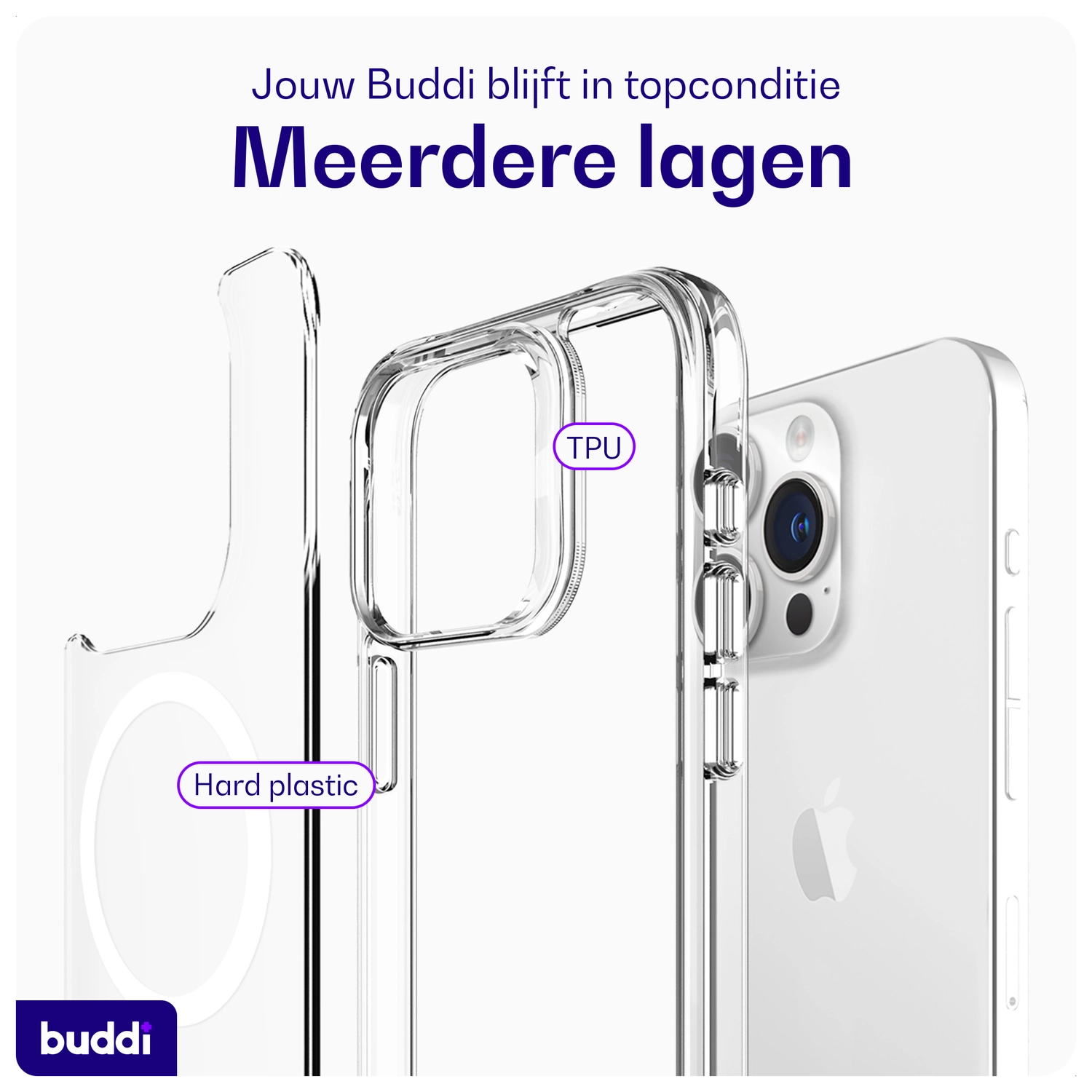 Buddi Core Apple iPhone 15 Pro Max Hoesje MagSafe Back Cover Transparant afbeelding 8