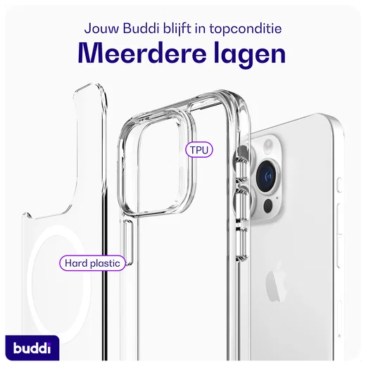 Buddi Core Apple iPhone 15 Pro Max Hoesje MagSafe Back Cover Transparant afbeelding 8