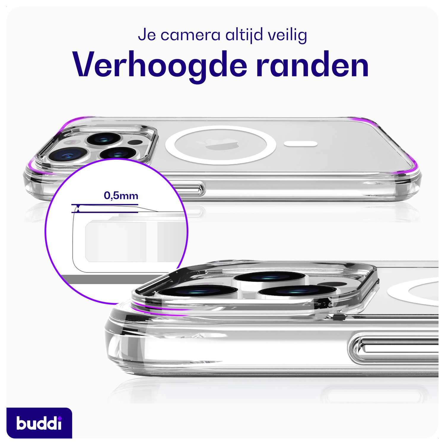 Buddi Core Apple iPhone 15 Pro Max Hoesje MagSafe Back Cover Transparant afbeelding 9