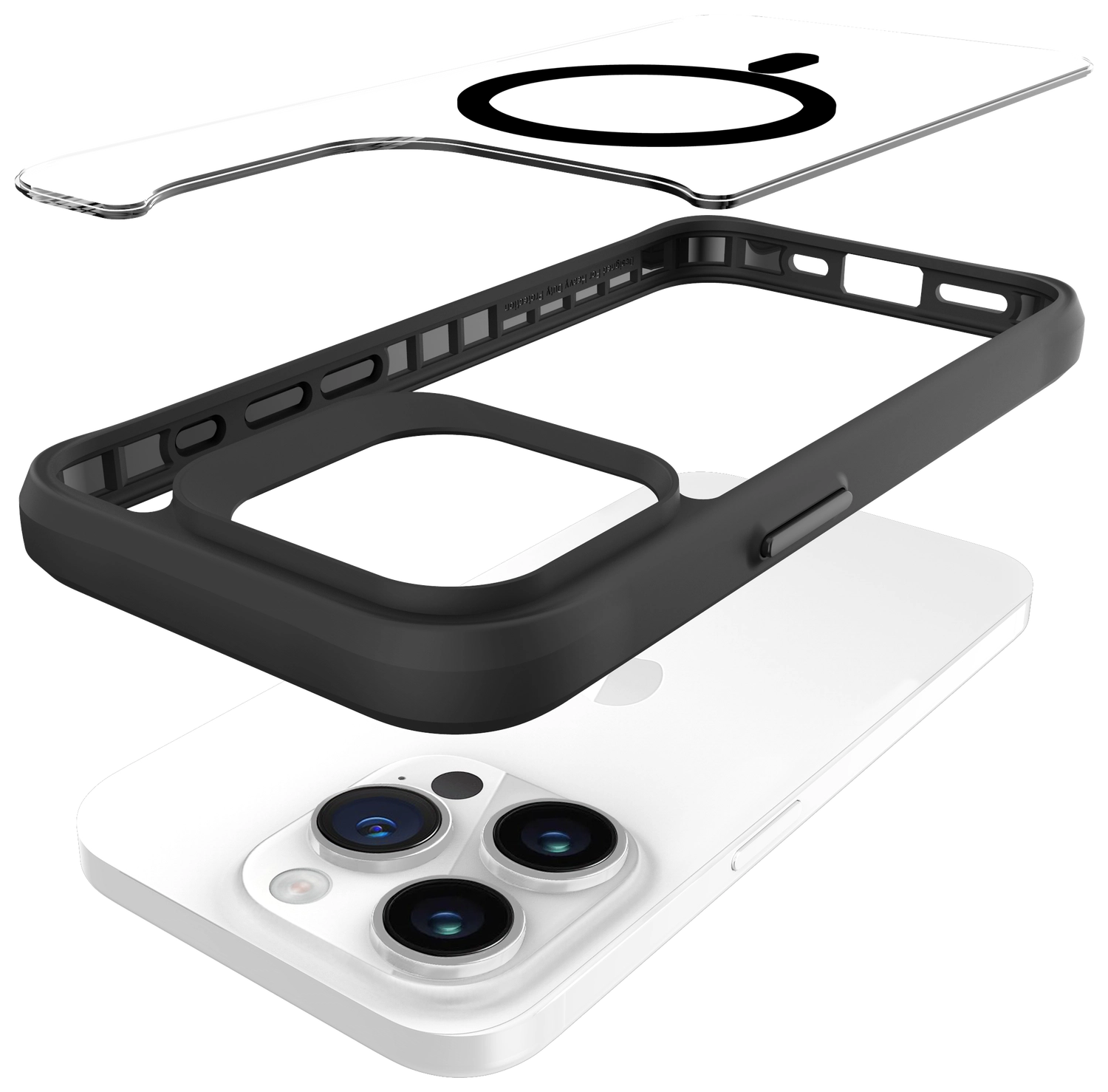 Buddi Hybrid Apple iPhone 15 Pro Max Hoesje MagSafe Back Cover Transparant Zwart afbeelding 11