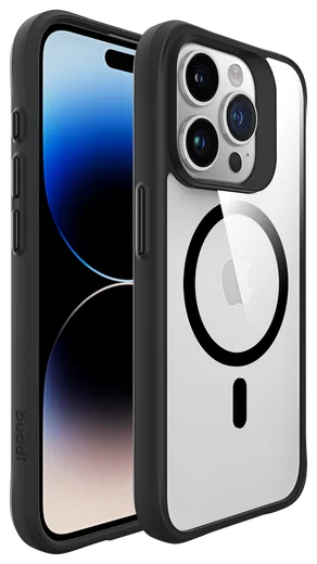 Buddi Hybrid Apple iPhone 15 Pro Max Hoesje MagSafe Back Cover Transparant Zwart afbeelding 9