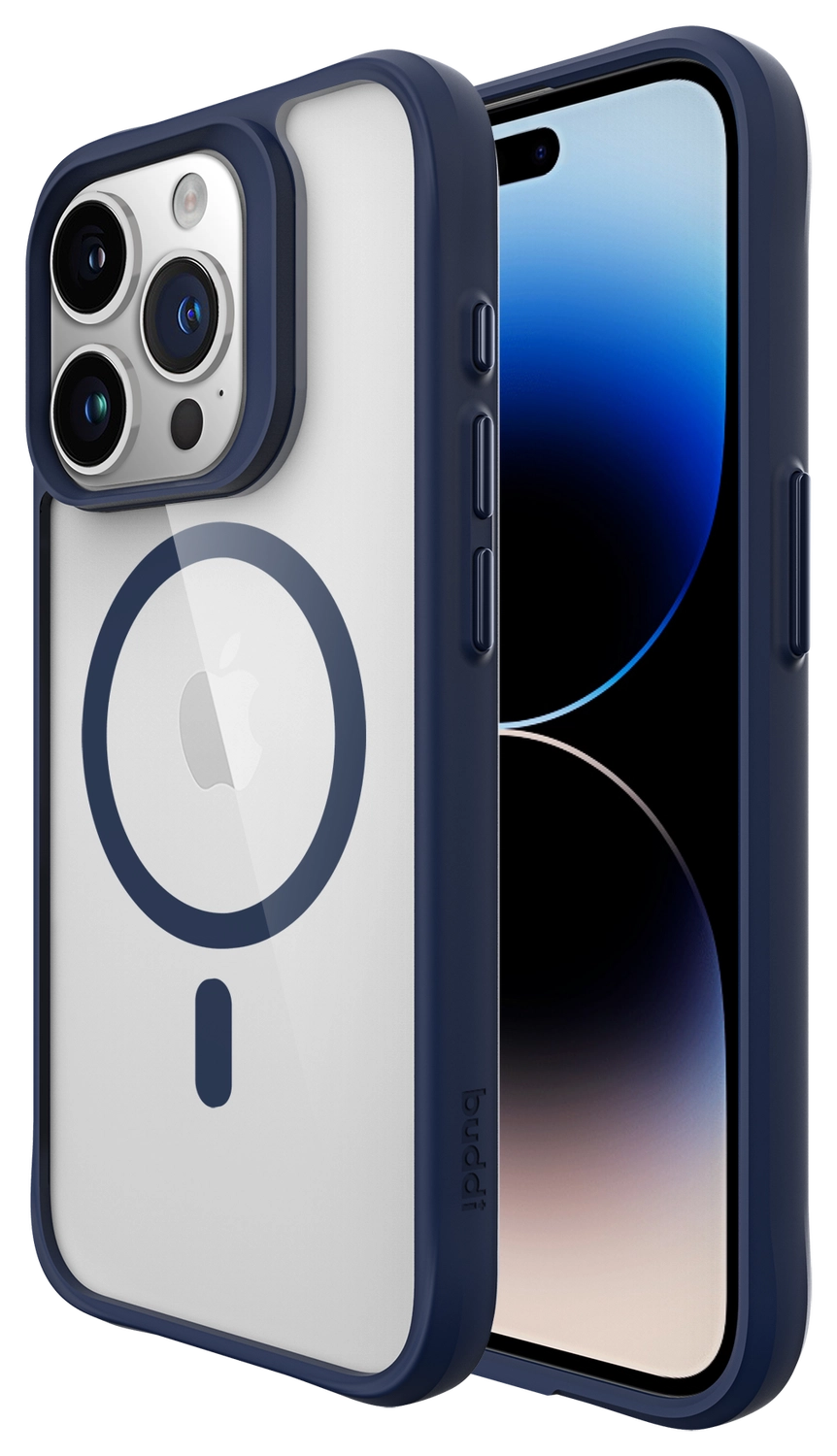 Buddi Hybrid Apple iPhone 15 Pro Max Hoesje MagSafe Back Cover Transparant Blauw afbeelding 1