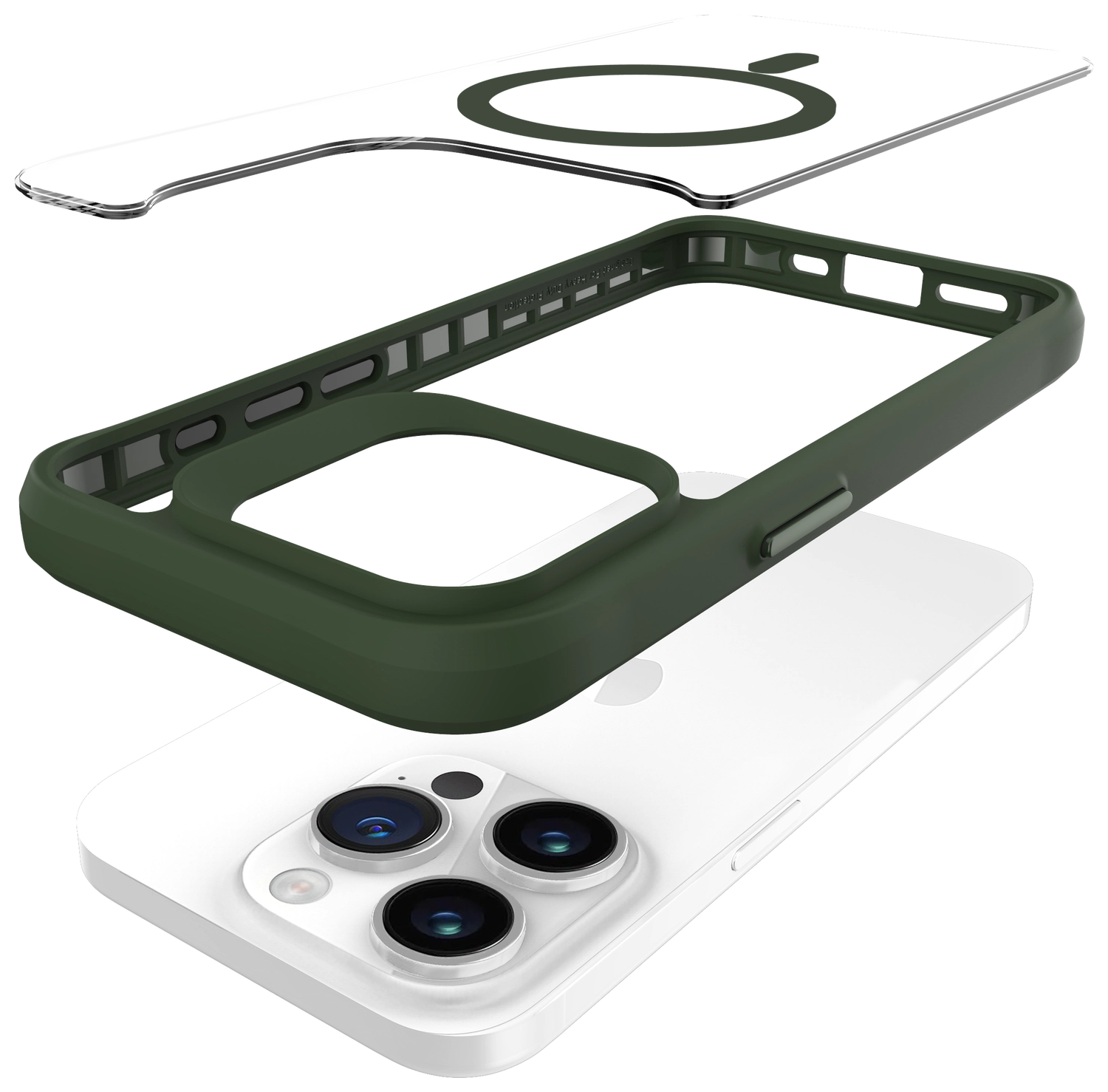 Buddi Hybrid Apple iPhone 15 Pro Max Hoesje MagSafe Back Cover Transparant Groen afbeelding 12