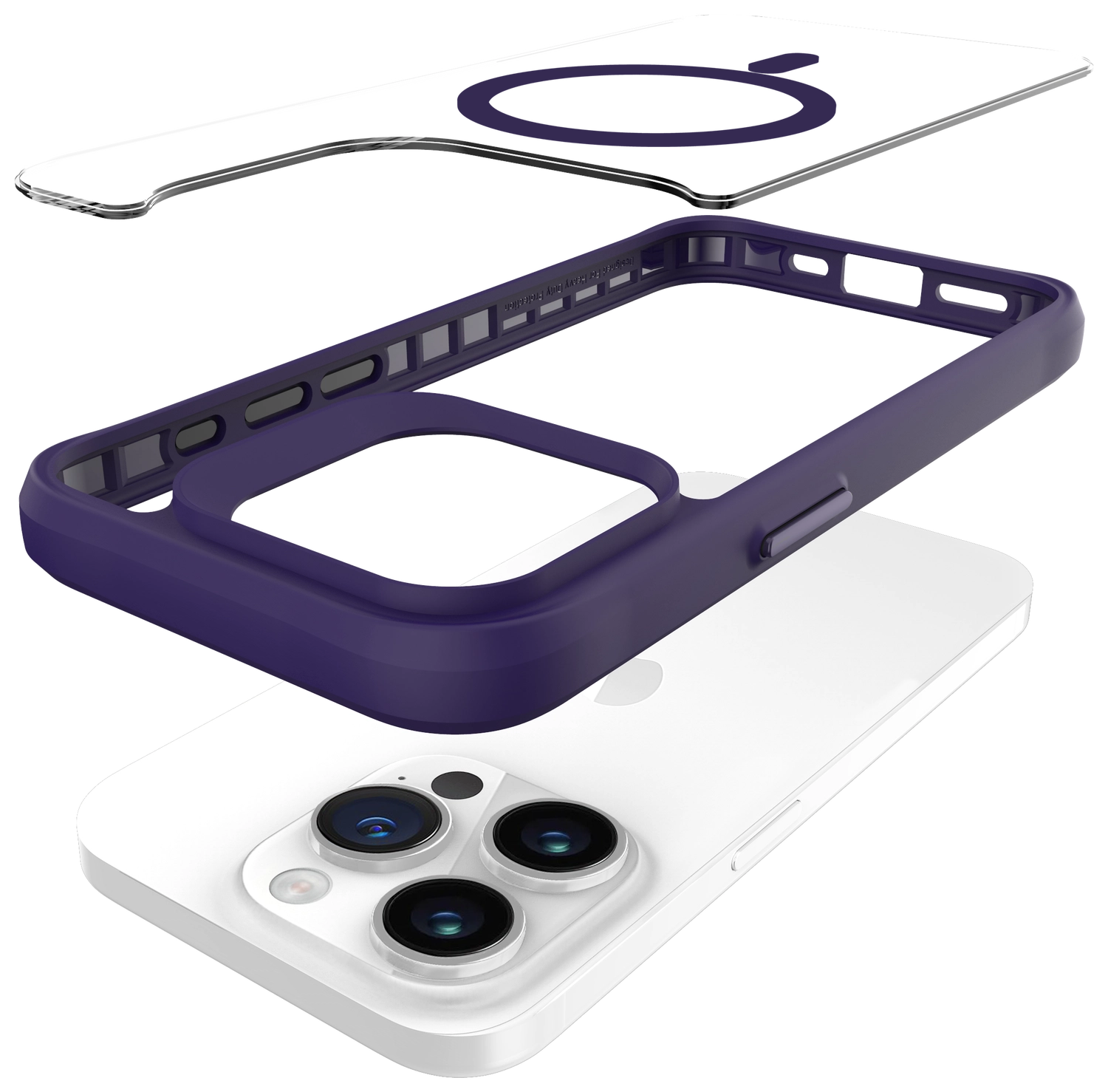 Buddi Hybrid Apple iPhone 15 Pro Max Hoesje MagSafe Back Cover Transparant Paars afbeelding 12