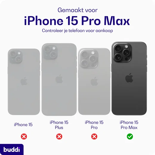 Buddi Hybrid Apple iPhone 15 Pro Max Hoesje MagSafe Back Cover Transparant Paars afbeelding 5