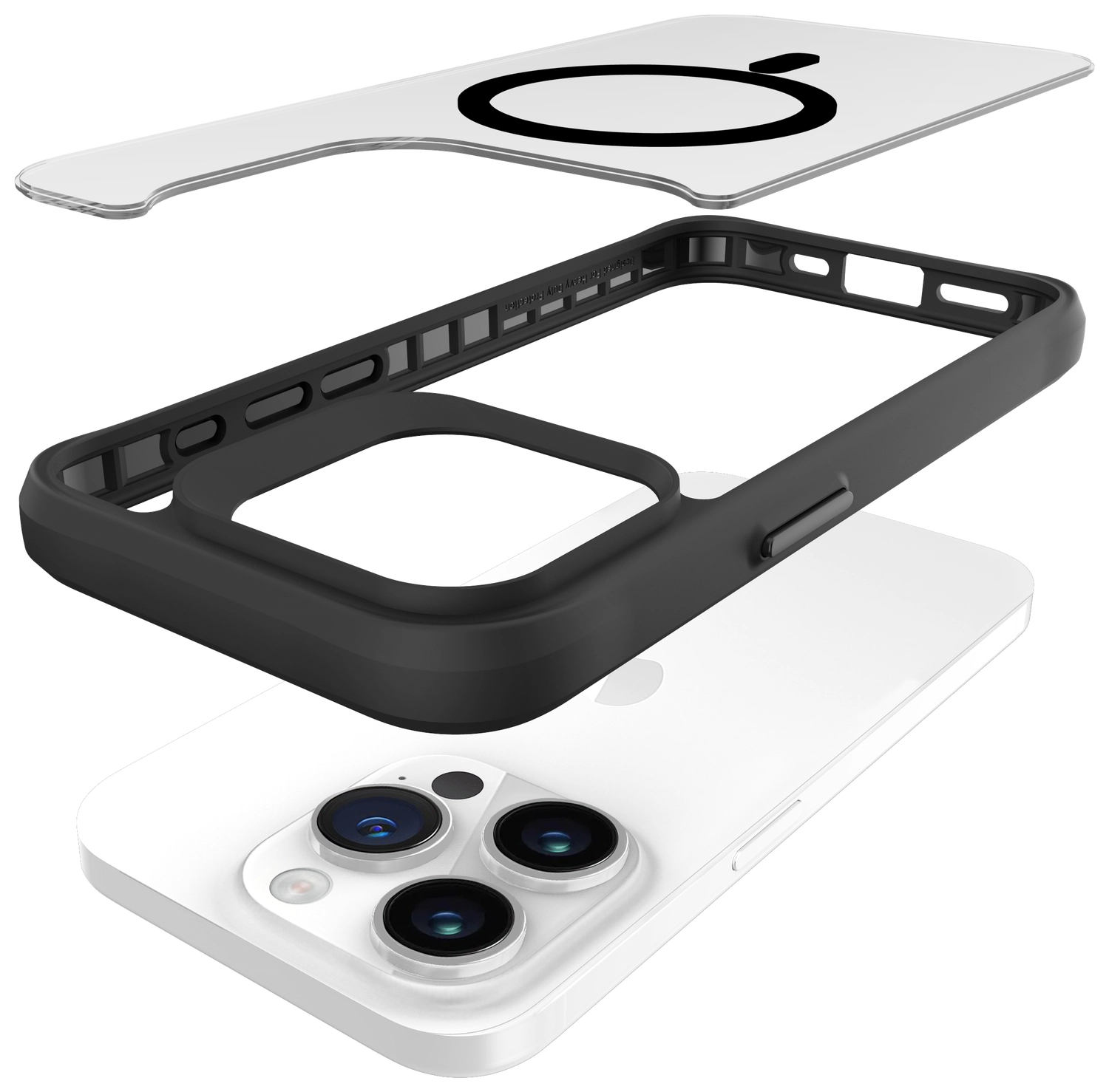 Buddi Hybrid Apple iPhone 15 Pro Max Hoesje MagSafe Back Cover Matte Zwart afbeelding 12