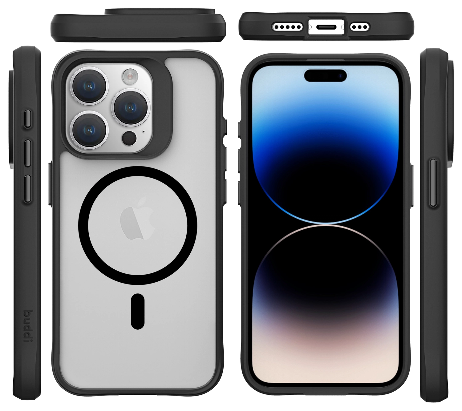Buddi Hybrid Apple iPhone 15 Pro Max Hoesje MagSafe Back Cover Matte Zwart afbeelding 11