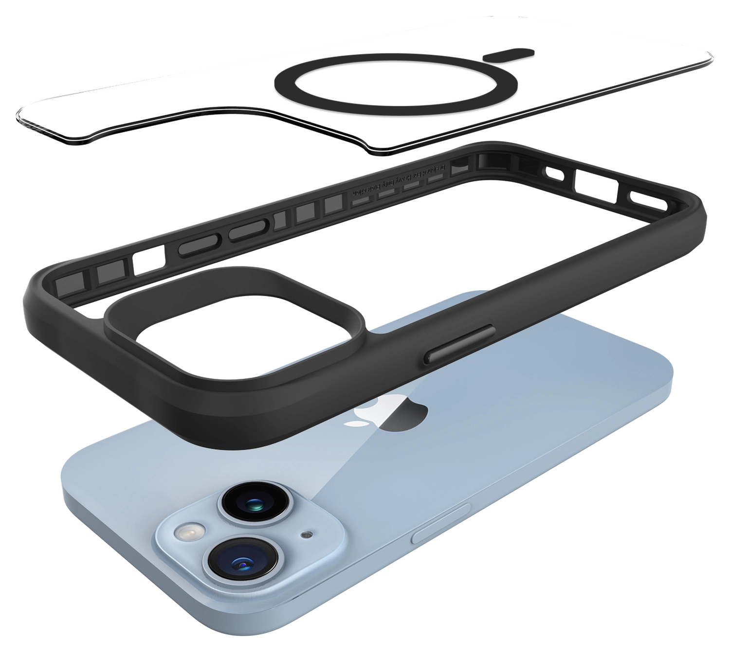 Buddi Hybrid Apple iPhone 15 / 14 / 13 Hoesje MagSafe Transparant Zwart afbeelding 12
