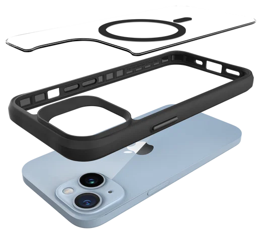 Buddi Hybrid Apple iPhone 15 / 14 / 13 Hoesje MagSafe Transparant Zwart afbeelding 12