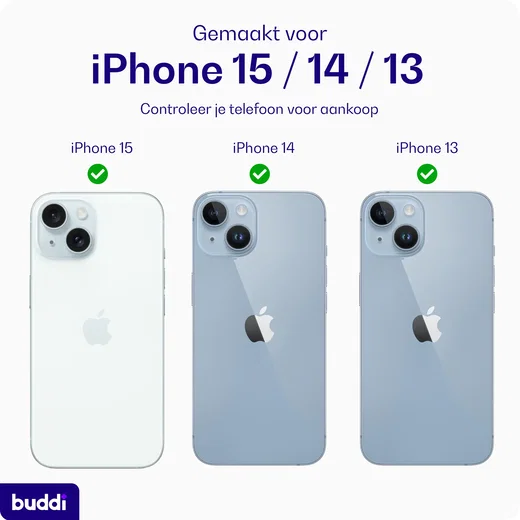 Buddi Hybrid Apple iPhone 15 / 14 / 13 Hoesje MagSafe Transparant Zwart afbeelding 2