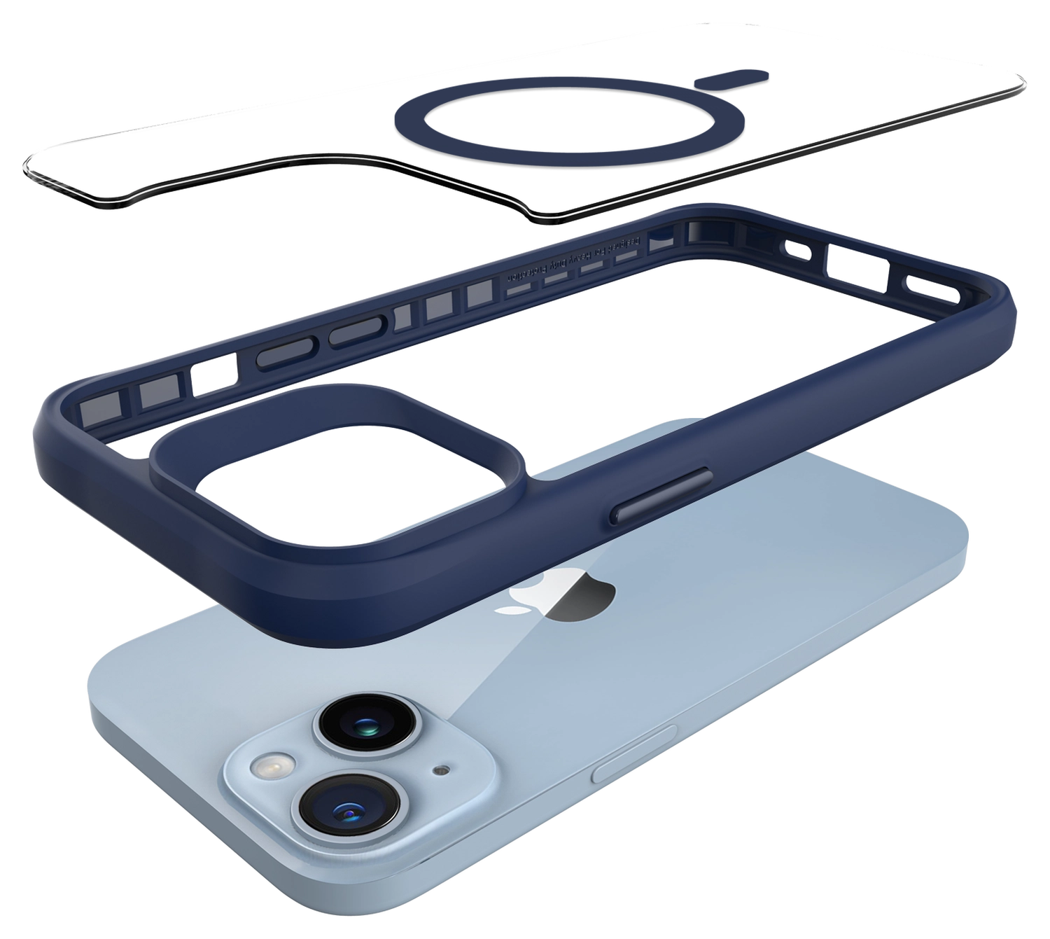 Buddi Hybrid Apple iPhone 15 / 14 / 13 Hoesje MagSafe Transparant Blauw afbeelding 10