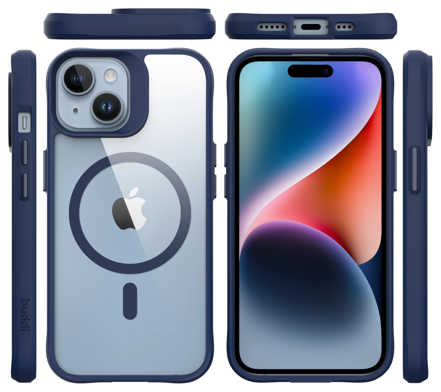 Buddi Hybrid Apple iPhone 15 / 14 / 13 Hoesje MagSafe Transparant Blauw afbeelding 9