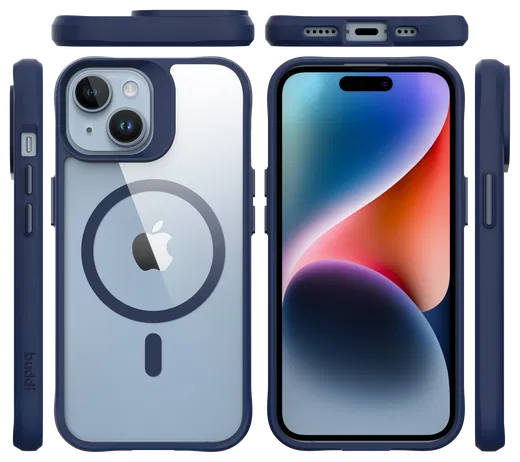 Buddi Hybrid Apple iPhone 15 / 14 / 13 Hoesje MagSafe Transparant Blauw afbeelding 9