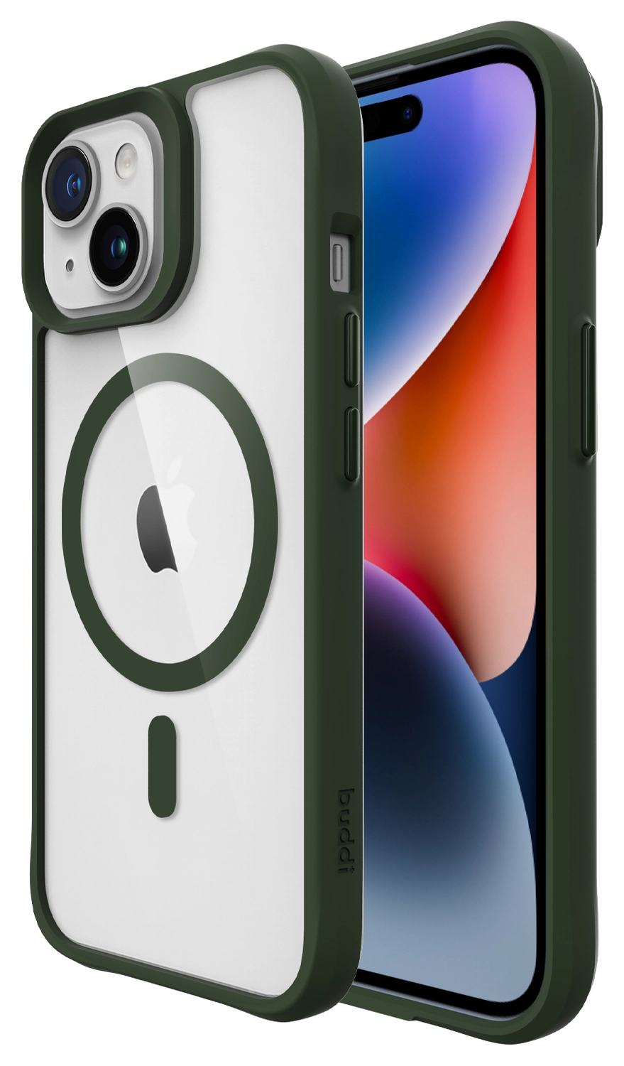 Buddi Hybrid Apple iPhone 15 / 14 / 13 Hoesje MagSafe Transparant Groen afbeelding 1