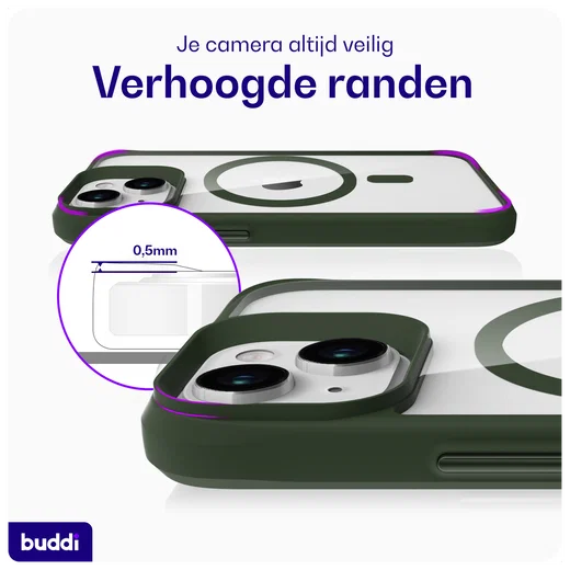 Buddi Hybrid Apple iPhone 15 / 14 / 13 Hoesje MagSafe Transparant Groen afbeelding 7
