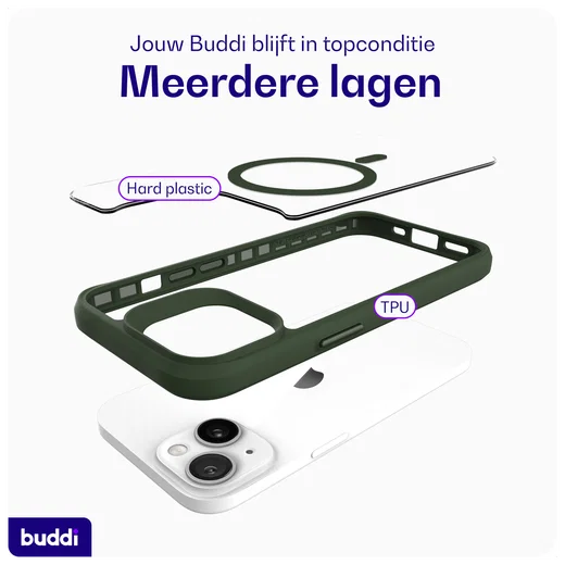Buddi Hybrid Apple iPhone 15 / 14 / 13 Hoesje MagSafe Transparant Groen afbeelding 9