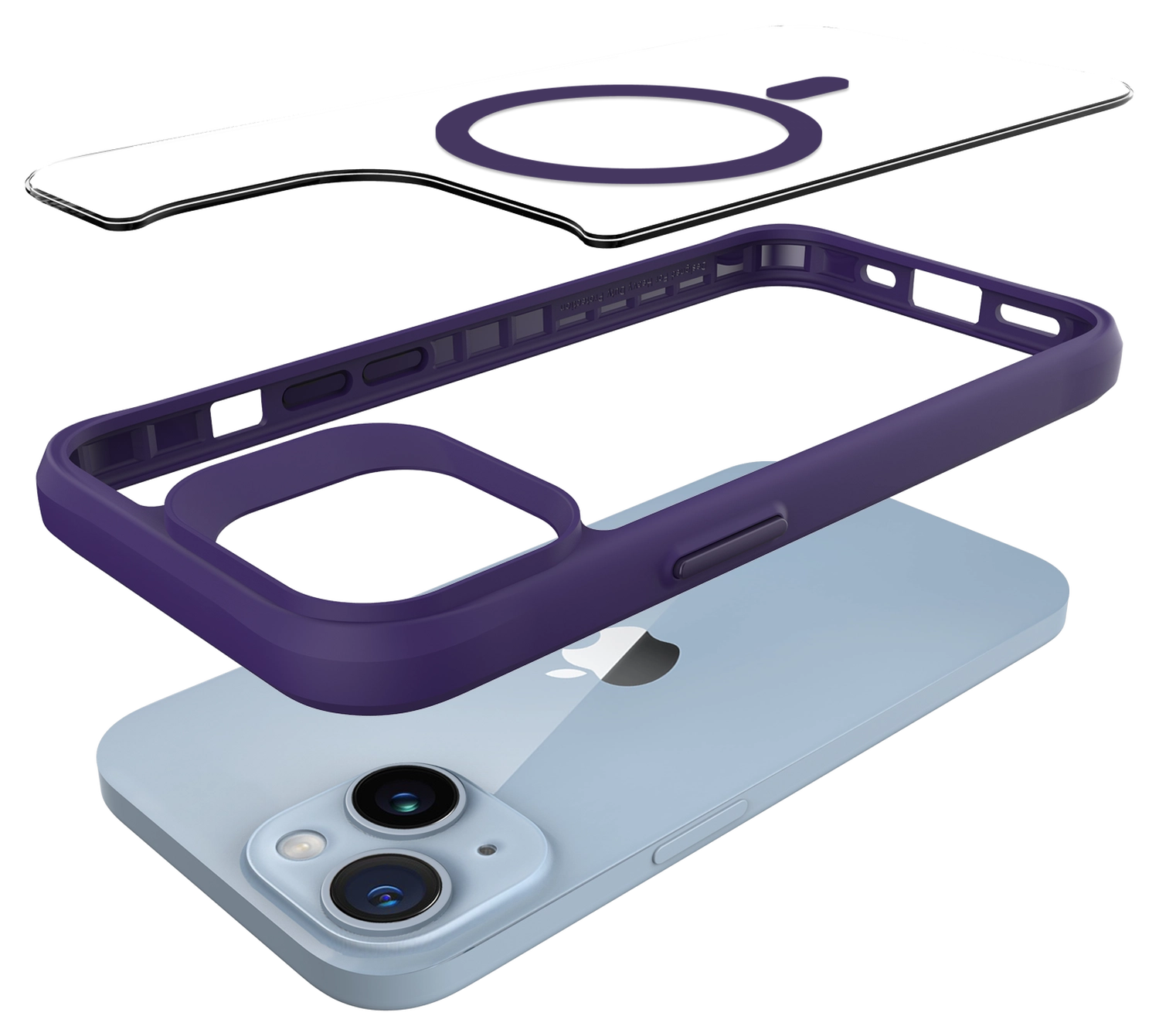 Buddi Hybrid Apple iPhone 15 / 14 / 13 Hoesje MagSafe Transparant Paars afbeelding 11