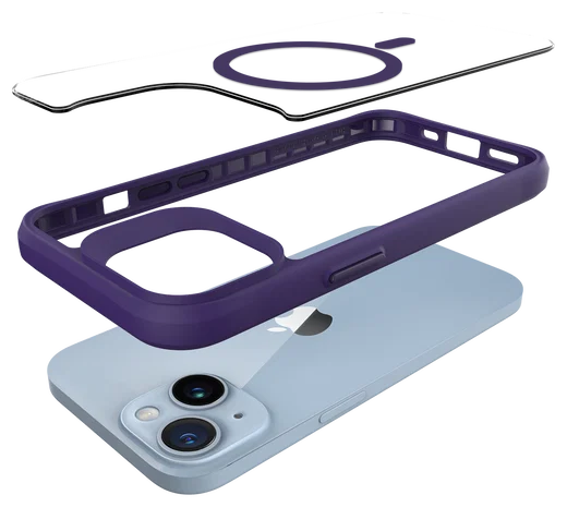 Buddi Hybrid Apple iPhone 15 / 14 / 13 Hoesje MagSafe Transparant Paars afbeelding 11