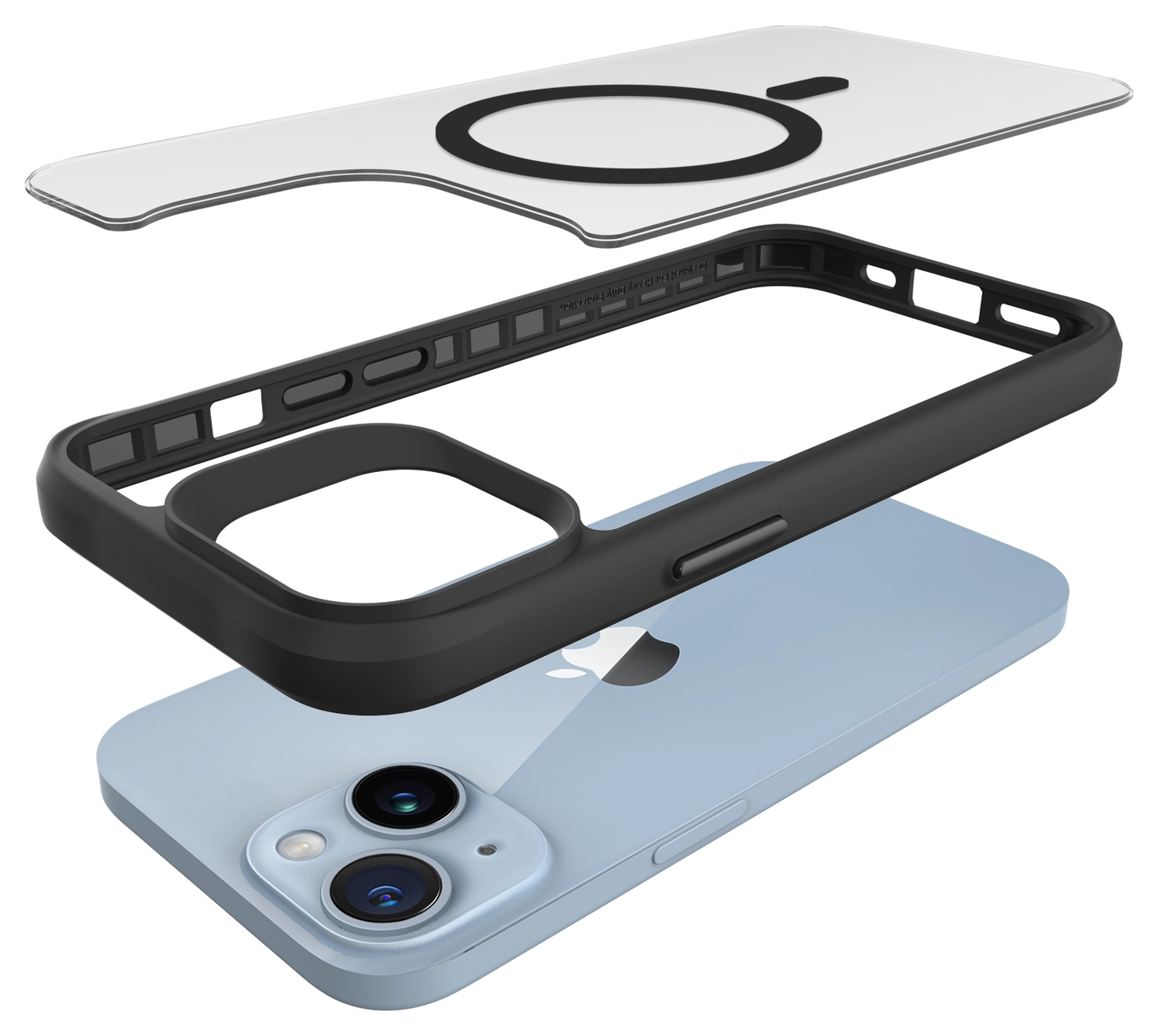 Buddi Hybrid Apple iPhone 15 / 14 / 13 Hoesje MagSafe Back Cover Matte Zwart afbeelding 12
