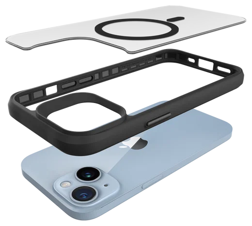 Buddi Hybrid Apple iPhone 15 / 14 / 13 Hoesje MagSafe Back Cover Matte Zwart afbeelding 12