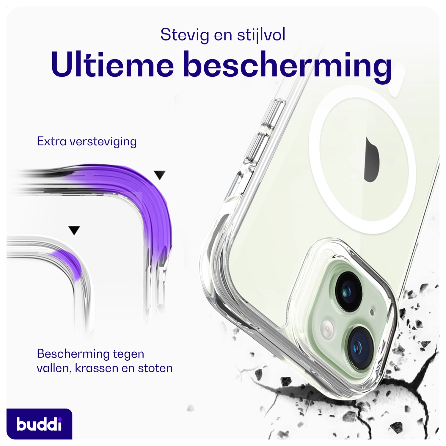 Buddi Core Apple iPhone 15 Hoesje MagSafe Back Cover Transparant afbeelding 3