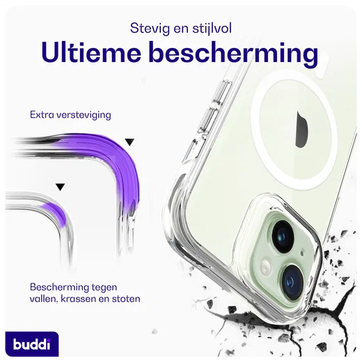 Buddi Core Apple iPhone 15 Hoesje MagSafe Back Cover Transparant afbeelding 3