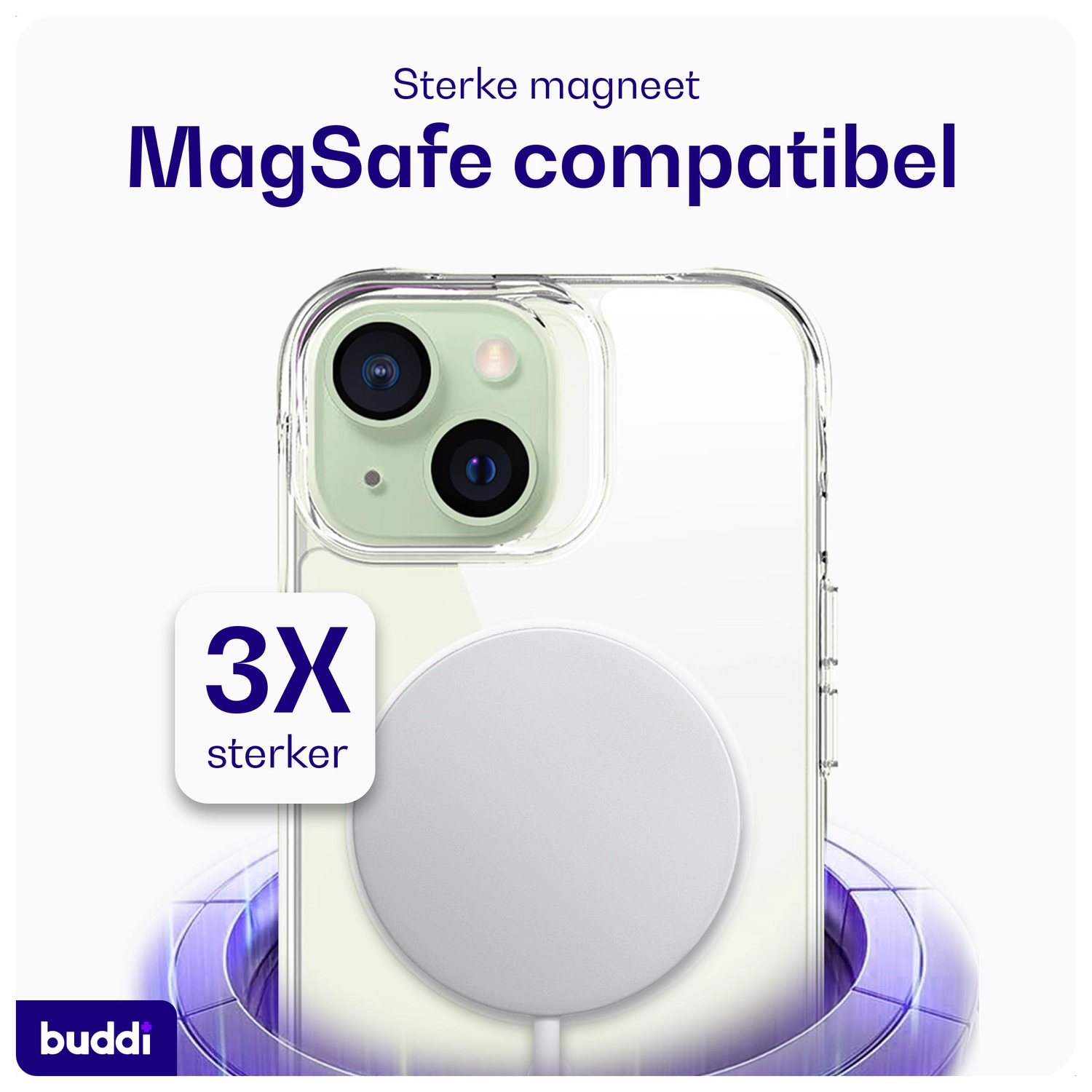 Buddi Core Apple iPhone 15 Hoesje MagSafe Back Cover Transparant afbeelding 4