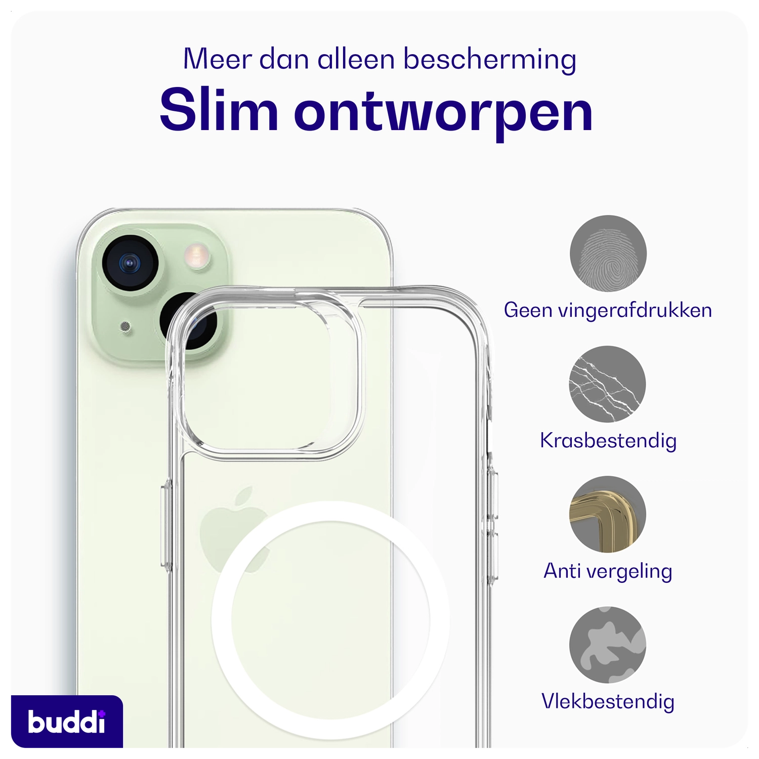 Buddi Core Apple iPhone 15 Hoesje MagSafe Back Cover Transparant afbeelding 6