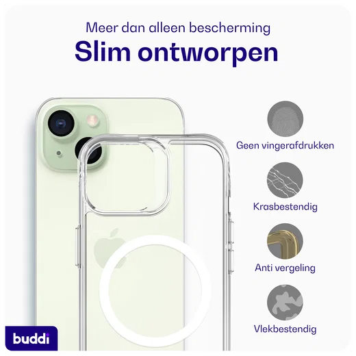 Buddi Core Apple iPhone 15 Hoesje MagSafe Back Cover Transparant afbeelding 6