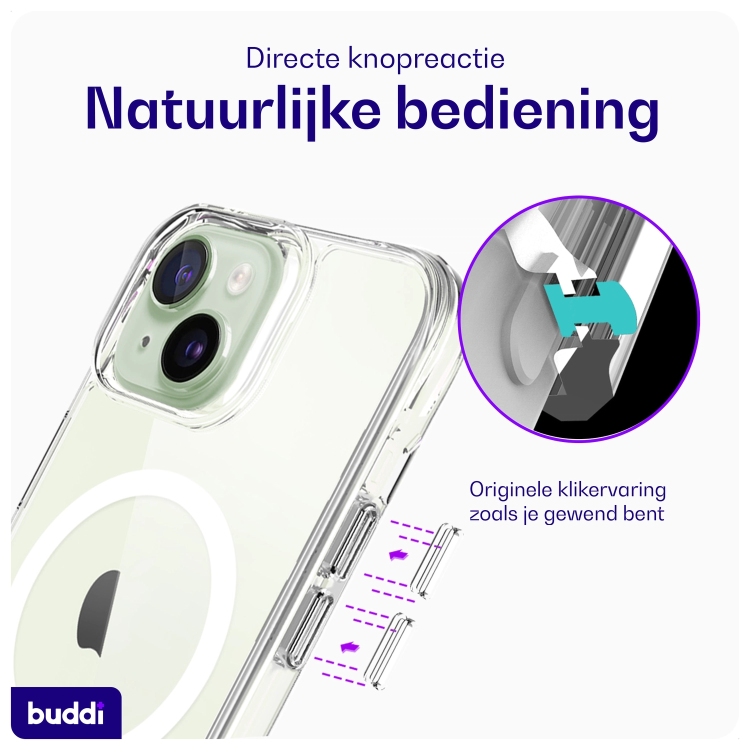 Buddi Core Apple iPhone 15 Hoesje MagSafe Back Cover Transparant afbeelding 7