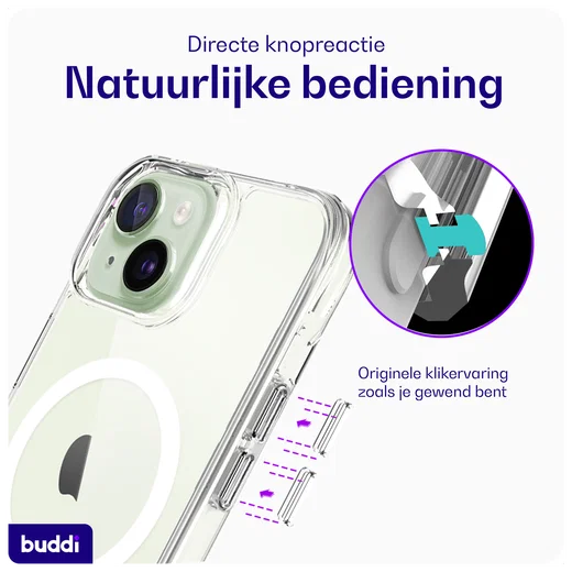 Buddi Core Apple iPhone 15 Hoesje MagSafe Back Cover Transparant afbeelding 7