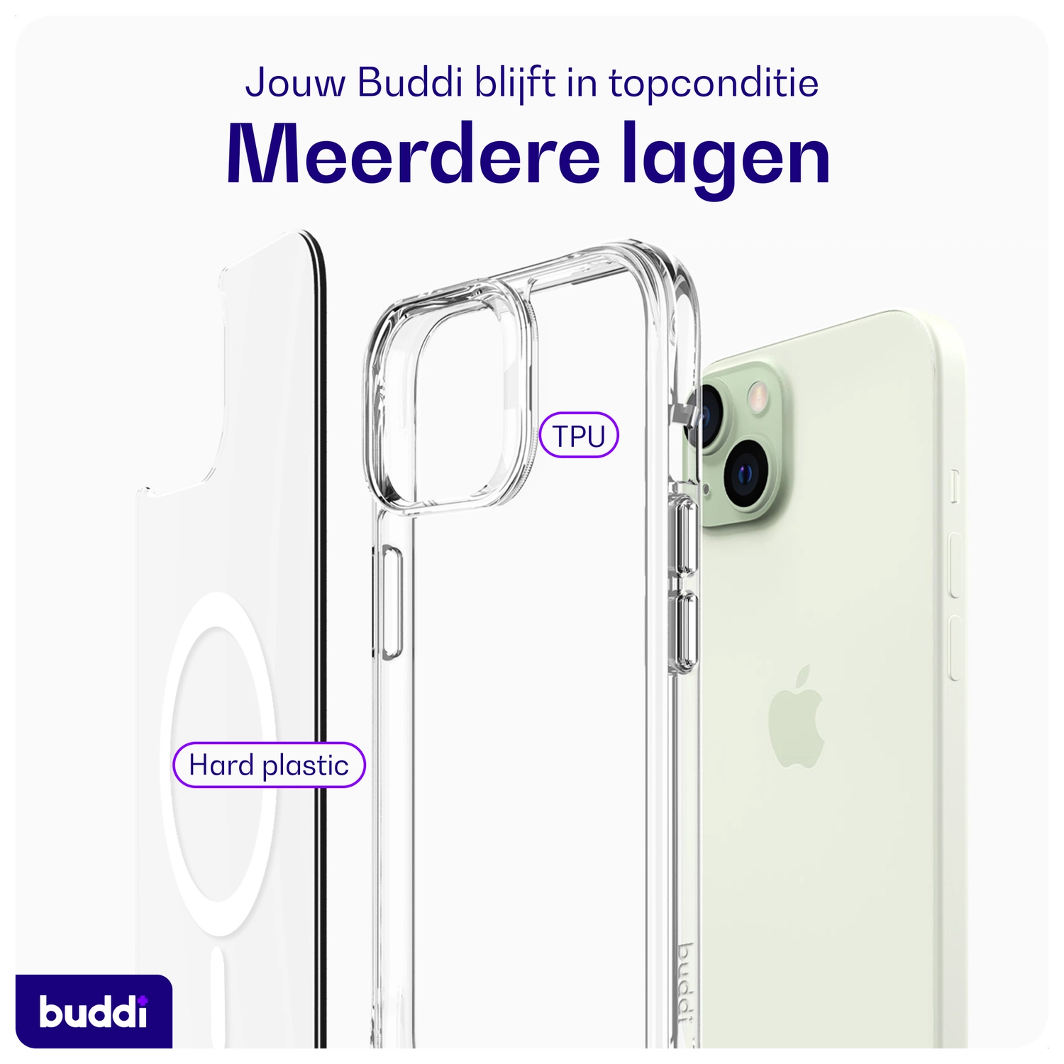 Buddi Core Apple iPhone 15 Hoesje MagSafe Back Cover Transparant afbeelding 9