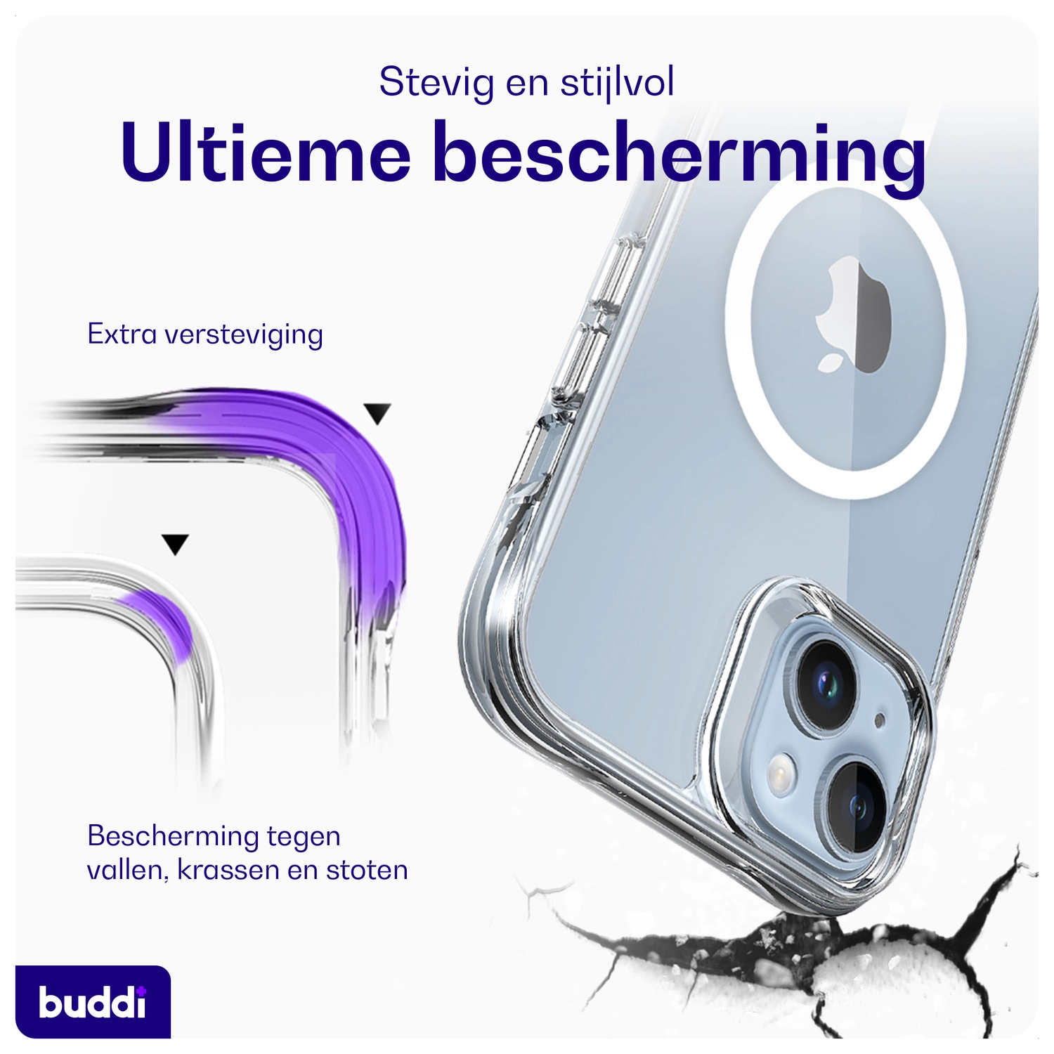 Buddi Core Apple iPhone 14 / 13 Hoesje MagSafe Back Cover Transparant afbeelding 3